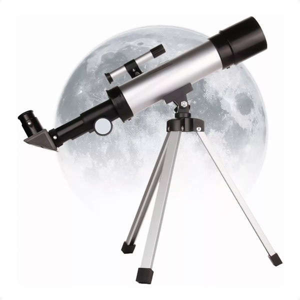 Telescópio Astronômico para Iniciantes com Tripé – Luneta Portátil e Leve para Observação da Lua, Estrelas e Céu Noturno | Presente Educativo Infantil